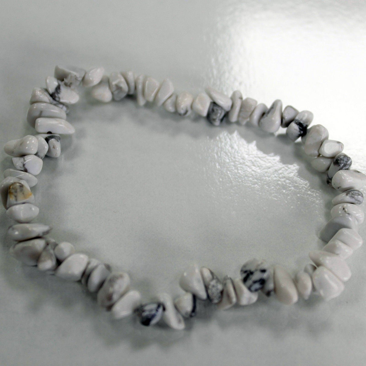 White Jasper Gemstone Chip Bead Stretch Bracelet