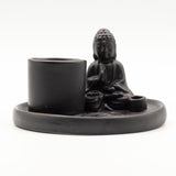 Plateau d'Encens Bouddha Polyvalent – Céramique Noir Mat