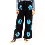 Shibori-Inspired Wide-Leg Lounge Pants Black/Blue Medium