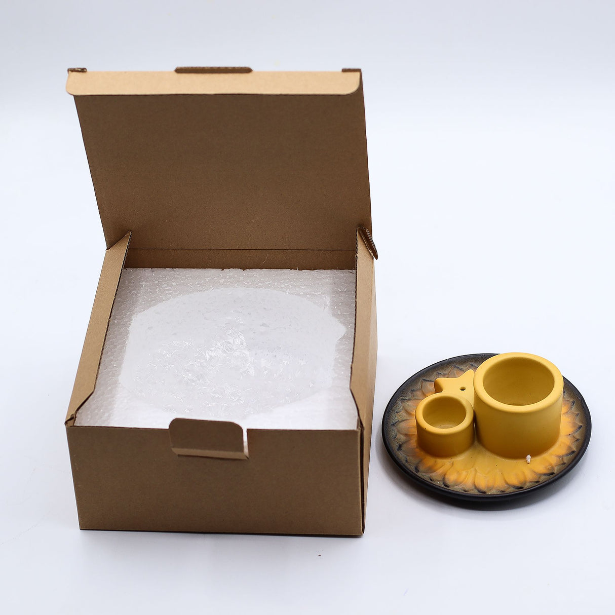 Bandeja Porta Incienso de Cerámica con Girasol para Palo Santo