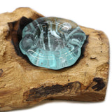 Candle Holder Triple Molten Glass on Wood Base
