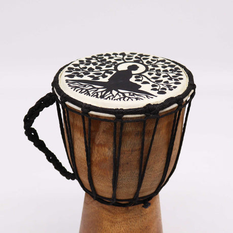 Djembe Drum Wide Top Buddha Design 13cm