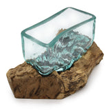 Molten Glass Bowl on Wood Stand, Medium
