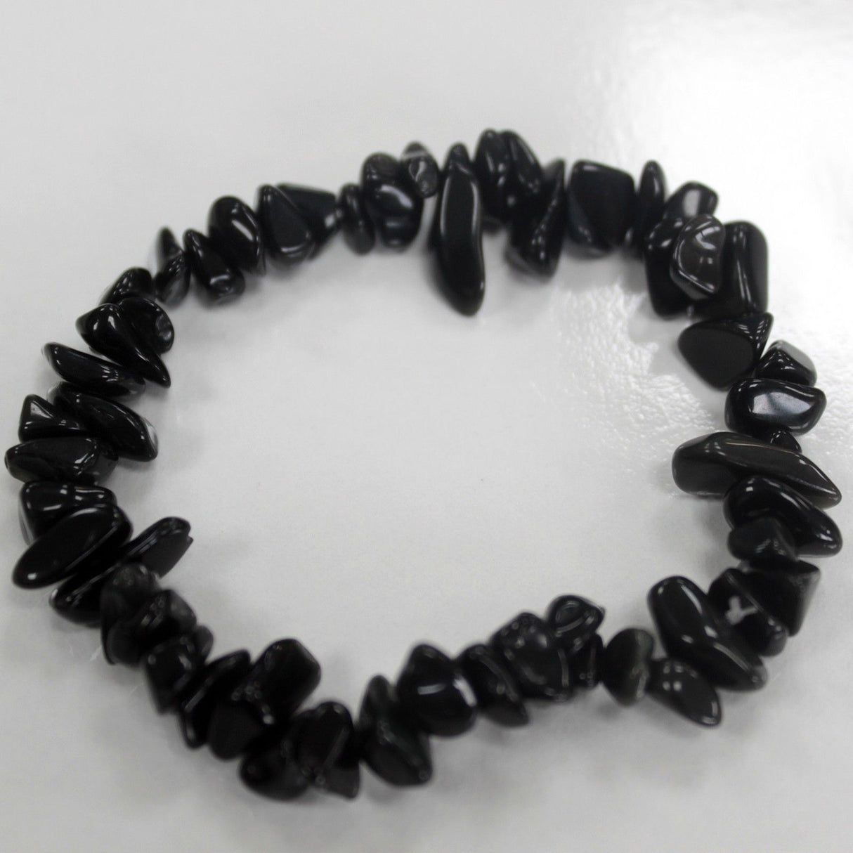 Black Agate Bracelet Stretch Chip Stone