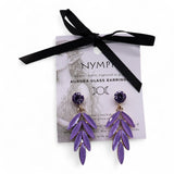 Vintage Lavender Glass Fairy Leaf Drop Earrings