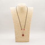 Cord Necklace Gemstone Pendant – Carnelian Sun Face