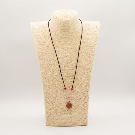 Cord Necklace Gemstone Pendant – Carnelian Sun Face