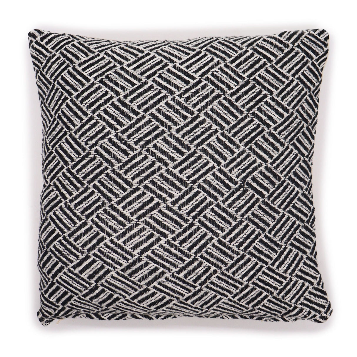 Funda de Cojín de Algodón Cruzada Negra 40x40 cm
