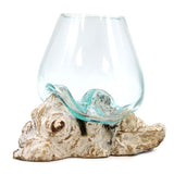 Molten Glass Bowl on Whitewash Wood, Large