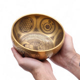 Hand‑Etched Brass Buddha Singing Bowls Set of 4
