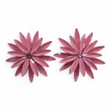 Pink Aurora Borealis Glass Flower Earrings