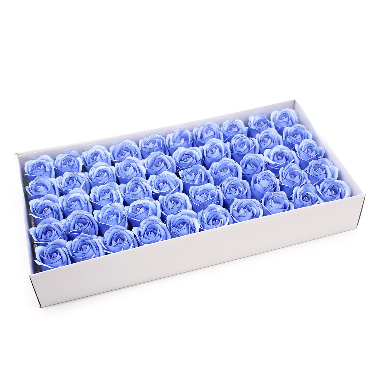 Soap Flowers Medium Rose Blue-Black Rim 10 Pieces