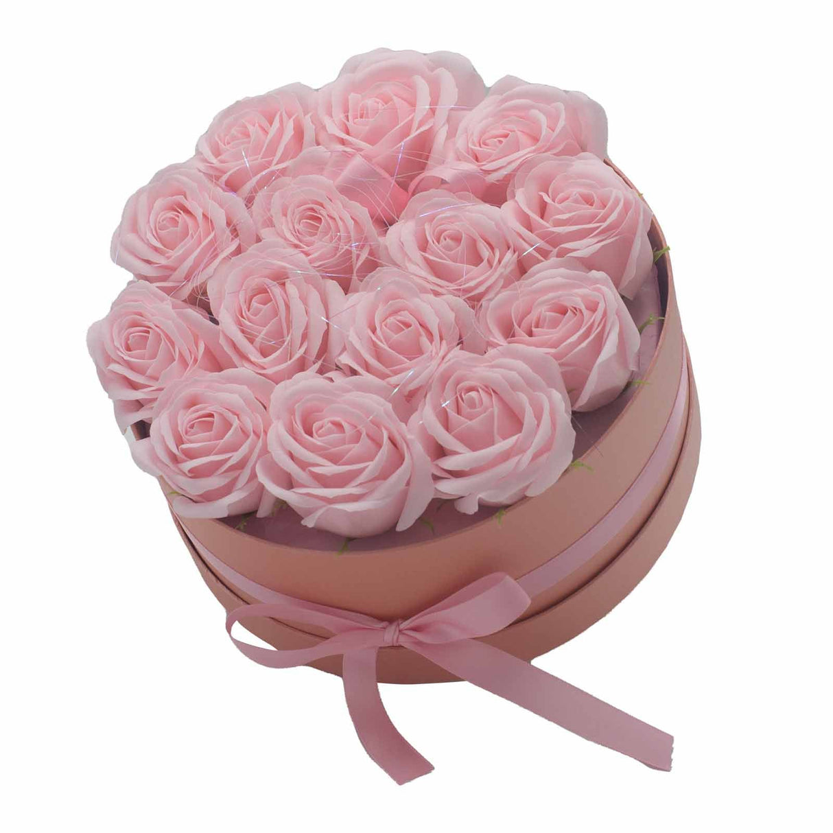 Soap Flower Bouquet 14 Pink Roses Round