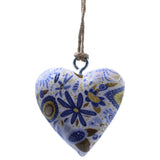 Large Decor Wood Hearts – Blue Floral