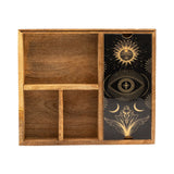 Boîte de tarot à quatre compartiments avec porte-cartes