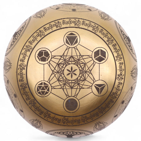 Hand‑Etched Brass Buddha Singing Bowls Set of 4