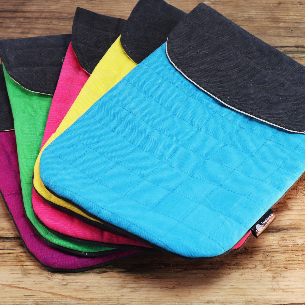 13-Inch Padded Laptop Sleeve Yellow Charcoal Stonewashed Cotton