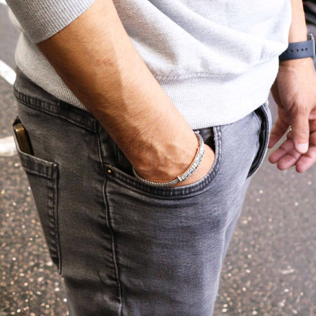 Pulsera de Plata y Oro Cadena Simple Unisex