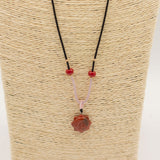 Cord Necklace Gemstone Pendant – Carnelian Sun Face
