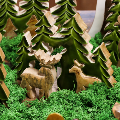 Forest Deer 3D Mango Wood Tabletop Sculpture