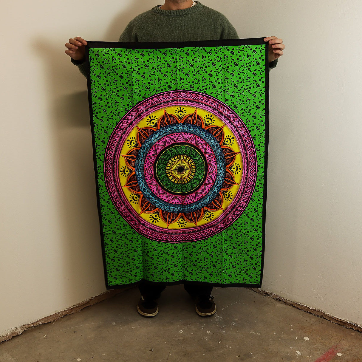 Art mural en coton (70x110 cm) – Mandala vibrant