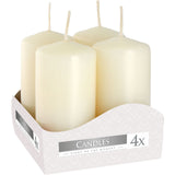 Ensemble de 4 bougies piliers ivoire 40x80mm 9 heures