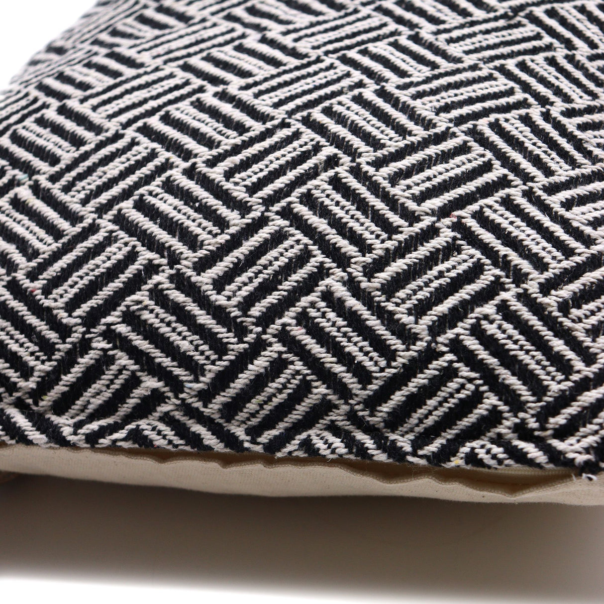Funda de Cojín de Algodón Cruzada Negra 40x40 cm