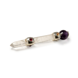 Celestial Prism Wand - Amethyst Moving Crystal Sphere Quartz Stem - 12cm