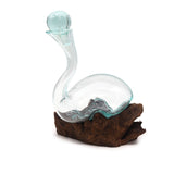 Carafe à vin en verre fondu sur bois 1L