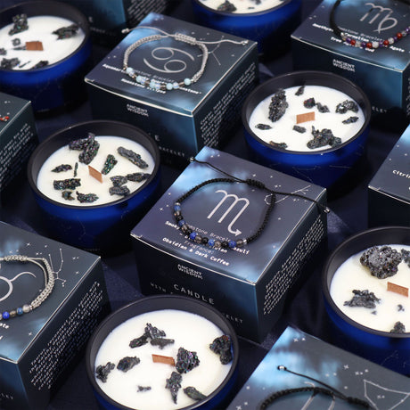 Steenbok Dierenriem Kaars Armband 2-delige Amethist Rookkwarts