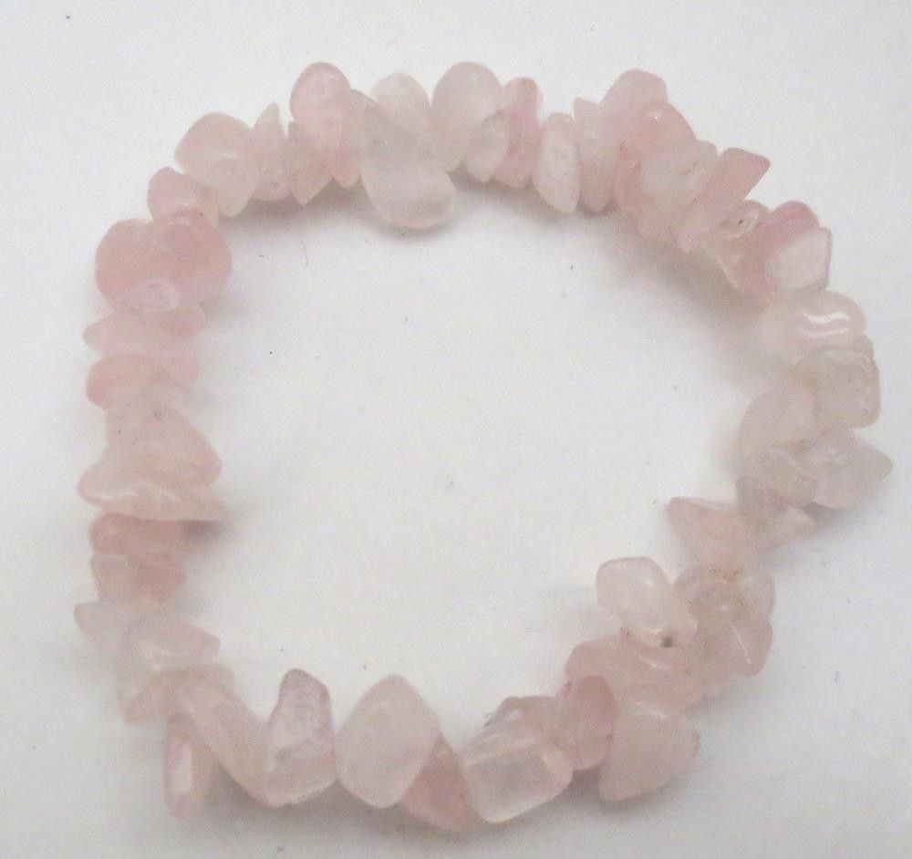 Rose Quartz Bracelet, Chip Stone Stretch