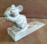 Door Stop Wooden Dormouse Hand Carved