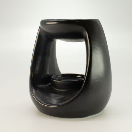 Keramisk Zen-oljeovn - Stor oval stein - Matt svart