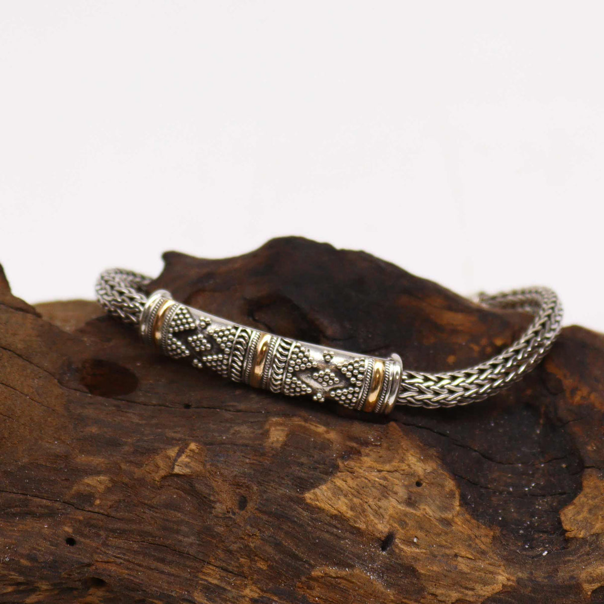 Silver and Gold Bracelet Single Chain Unisex