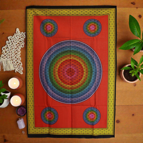 Cotton Wall Art (70x110cm) – Five Flower of Life, Tapestries