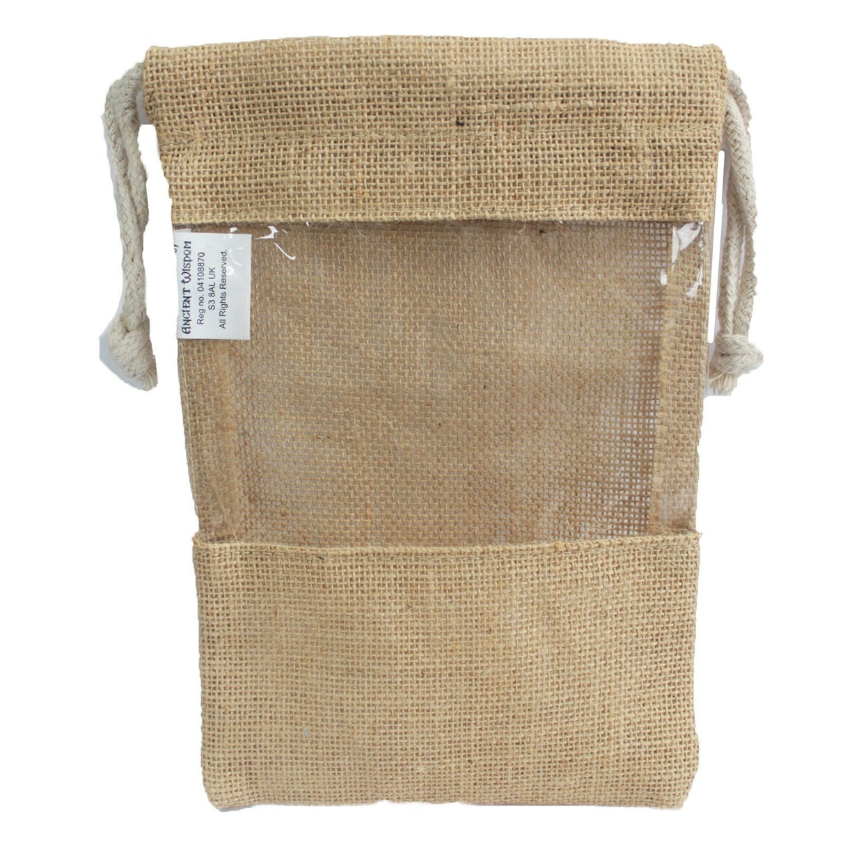 Jute doorzichtig venster trekkoord tas, 25x16cm