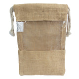 Jute doorzichtig venster trekkoord tas, 25x16cm
