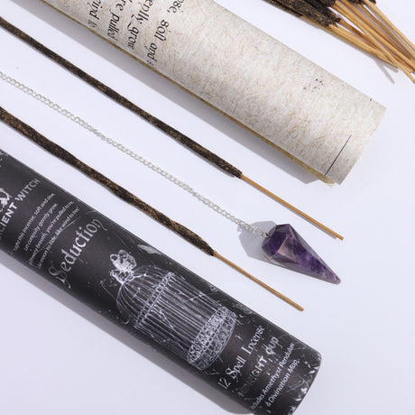 Ancient Witch Spell Incense – Seduction – Amethyst Pendulum