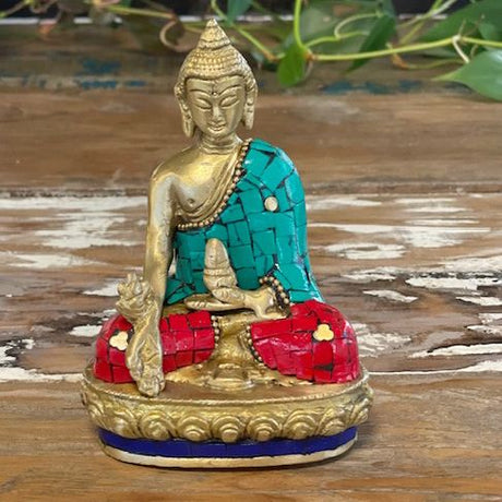 Mässingsstaty av Buddha med händer nedåt 11.5 cm