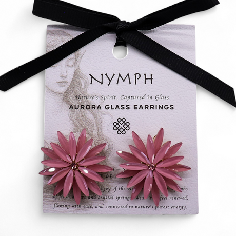 Pink Aurora Borealis Glass Flower Earrings