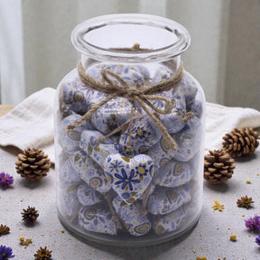 Large Decor Wood Hearts – Blue Floral, Wall Hanging