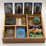 Boîte de tarot à quatre compartiments avec porte-cartes