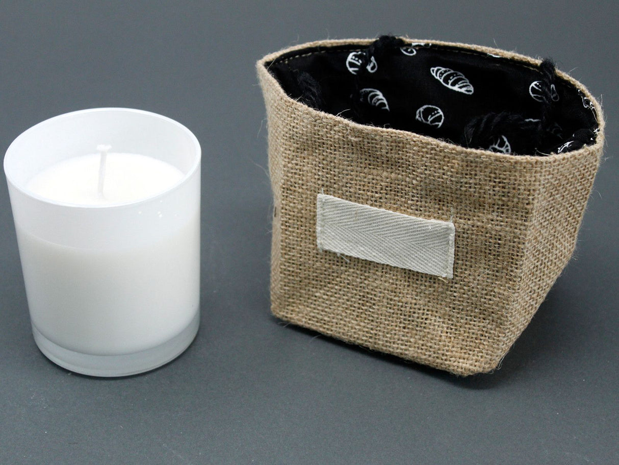 Prírodná jutová darčeková taška čierna bavlnená podšívka stredná