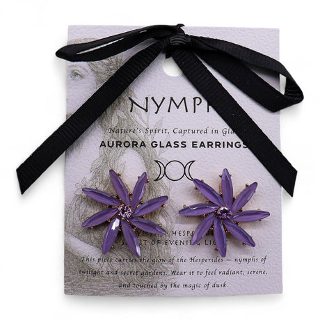 Lavender Vintage Glass Flower Stud Earrings