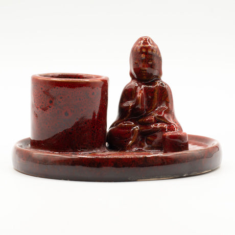 Placă pentru tămâie Buddha multifuncțională – ceramică roșu deschis