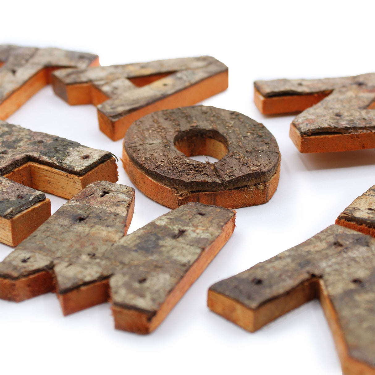 Home Letters Rustic Wood Bark Set of 4