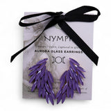 Vintage Lavender Glass Angel Wing Dangle Earrings