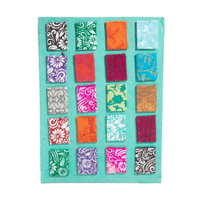 Lokta Mini Tiles Notebook – Large (21x15cm) – 45 Leaves – Includes Bookmark – Teal