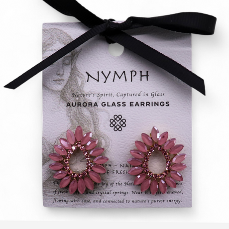 Vintage Pink Glass Pavé Floral Stud Earrings