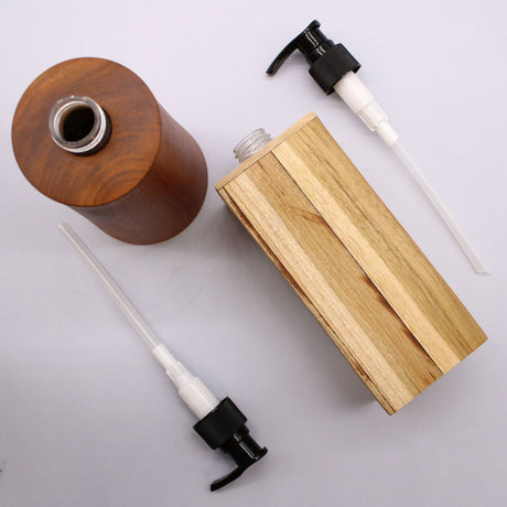 Saippua-annostelija luonnollisesta tiikkipuusta, kapea